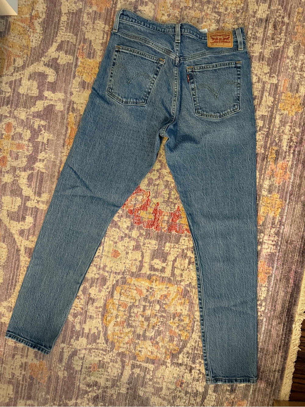 Levi's light blue denim high-rise straight jeans - Picture 3 of 5
